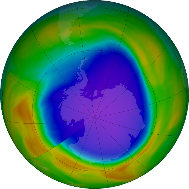 Antarctic ozone map for 17 October 2018